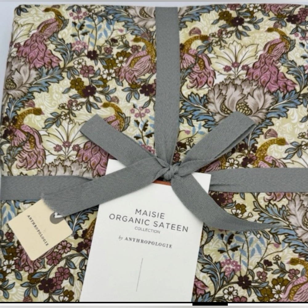 Anthropologie Maisie Organic Sateen with Pink and Brown Floral Pillow Cases